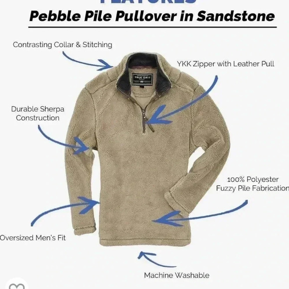 TRINITY CREAM SHERPA LONG SLEEVE PULLOVER  SWEATER WITH FRONT   ZIPPER - Picture 4 of 15